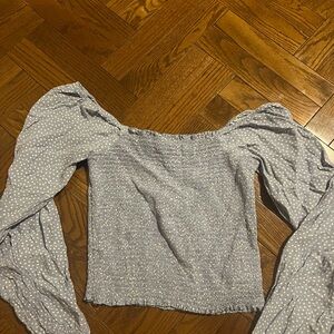 American eagle Blue Polka Dot Off-Shoulder Top